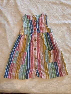 Next Girls' Multicolor Striped Button-Front Dress
